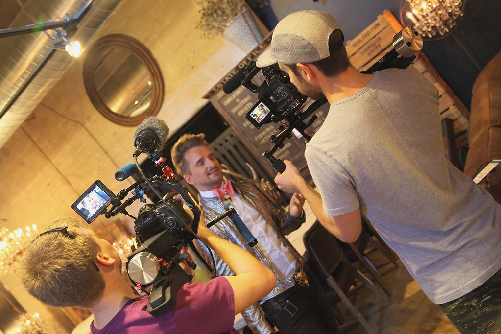 Video crew filming a branded content shoot